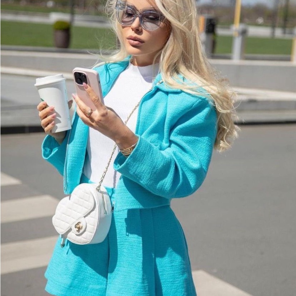 Zara Vibrant Teal Jacket and Skort